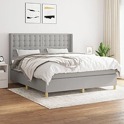 Maison Chic Lit adulte- Lit + matelas,Sommier à lattes de lit avec matelas Gris clair 180x200cm Tissu -GKD71445