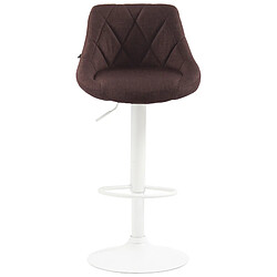 Avis Decoshop26 Tabouret de bar chaise haute x 1 avec coutures décoratives assise en tissu marron pieds métal blanc 10_0005090