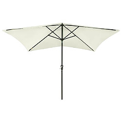 vidaXL Parasol de jardin avec LED et mât en acier sable 2x3 m