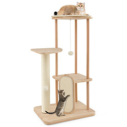 Helloshop26 Arbre à chat en bois pour chats tour à chat moderne à plusieurs niveaux planche à gratter poteau en sisal perchoir 112 cm rembourré 20_0007667