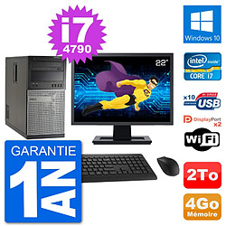 PC Tour Dell 7020 Ecran 22" Intel i7-4790 RAM 4Go Disque 2To Windows 10 Wifi - Occasion