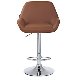 Avis Decoshop26 Lot de 2 tabourets de bar repose-pieds en forme d'arc en métal chromé assise en PVC marron clair 10_0004026