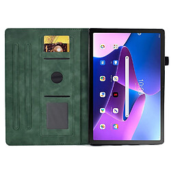 Etui en PU motif, anti-chute, motif veille/sommeil automatique avec support et porte-cartes pour votre Lenovo Tab M10 Plus (Gen 3) - vert