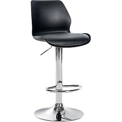 Decoshop26 Tabouret de bar x1 avec repose-pieds hauteur réglable pivotant en PVC noir et métal 10_0004904