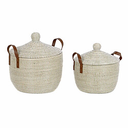 Set de basket DKD Home Decor Naturel Marron Clair Polyuréthane Herbier marin 42 x 42 x 45 cm