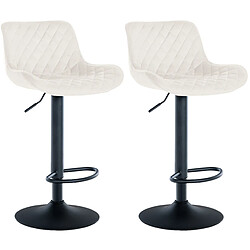 Decoshop26 Lot de 2 tabourets de bar réglable et pivotant assise en velours crème pieds métal noir TDB10606