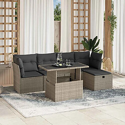 vidaXL Salon de jardin 6 pcs avec coussins gris clair résine tressée