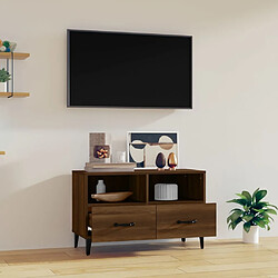 Avis Maison Chic Meuble TV scandinave - Banc TV pour salon Chêne marron 80x36x50 cm Bois d'ingénierie -MN30926