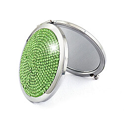 Wewoo Mini miroir de maquillage rond portable pliant double face en métal incrusté de diamants vert