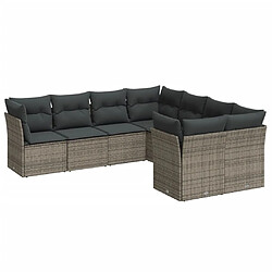 Maison Chic Salon de jardin 8 pcs avec coussins | Ensemble de Table et chaises | Mobilier d'Extérieur gris résine tressée -GKD82562