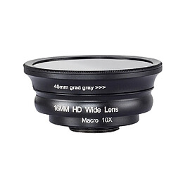 Avis Wewoo Ensemble de lentilles téléphone universel 6 en 1 16mm 0.6X Objectif grand angle + Kit macro 10X + Série filtres (CPL + ND + Gradient Grey + Blue)