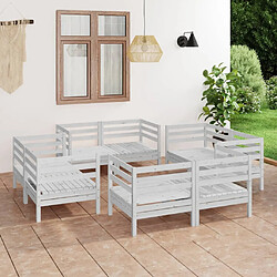 vidaXL Salon de jardin 8 pcs Blanc Bois de pin massif