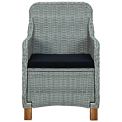 Maison Chic Mobilier à dîner 7 pcs et coussins- Ensemble table et chaises d'extérieur - Salon/Mobilier de jardin classique Résine tressée Gris clair -MN11400 pas cher