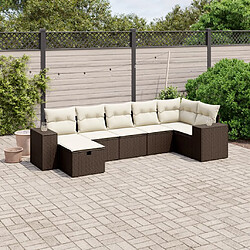 vidaXL Salon de jardin avec coussins 7 pcs marron résine tressée