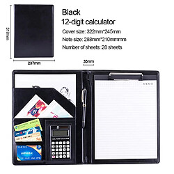 Acheter Wewoo Porte-documents en cuir de style professionnel avec bloc-notes et calculatrice A4 de 30 pages (noir)