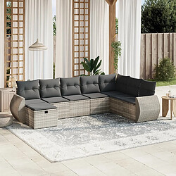 vidaXL Salon de jardin 8 pcs avec coussins gris clair résine tressée