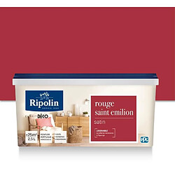 RIPOLIN Peinture murale toutes pieces, Ripolin - Rouge St Emilion Satin, 2,5L