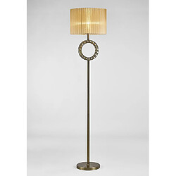 Luminaire Center Lampadaire Florence rond avec Abat jour bronze 1 Ampoule laiton antique/cristal