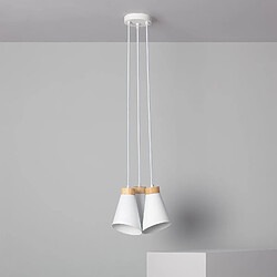 Ledkia Suspension Métal et Bois Itai Blanc