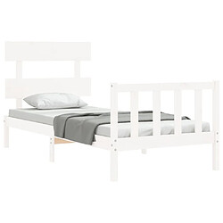 Acheter Maison Chic Cadre/structure de lit avec tête de lit pour adulte - Lit Moderne Chambre blanc simple bois massif -MN64977