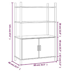 vidaXL Buffet haut Noir 80x40x121 cm Bois d'ingénierie pas cher