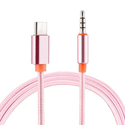 Wewoo Câble rose pour Samsung Galaxy S8 & S8 + / LG G6 / Huawei P10 & P10 Plus / Xiaomi Mi6 & Max 2 et autres Smartphones 1m Weave Style USB-C / Type-C Mâle à 3.5mm Audio Mâle,