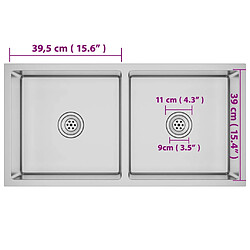 vidaXL Évier de Cuisine Fait Main Acier Inoxydable pas cher