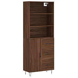 vidaXL Buffet haut Chêne marron 69,5x34x180 cm Bois d'ingénierie