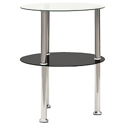 vidaXL Table d'appoint 2 niveaux Transparent et noir 38cm Verre trempé