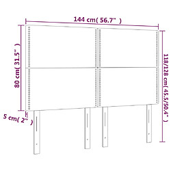 vidaXL Tête de lit à LED Gris clair 144x5x118/128 cm Velours pas cher