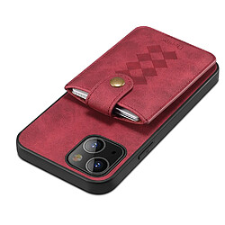 Coque en TPU + PU détachable 2-en-1, hybride avec porte-cartes rouge pour votre Apple iPhone 13 mini 5.4 pouces