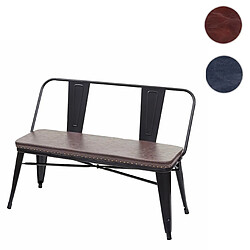 Mendler Banc à 2 places, HWC-H10, pour vestiaire, salle à manger, design industriel-vintage, similicuir ~ noir-marron