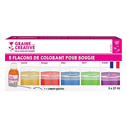 Graines Creatives 5 colorants pour bougie - jaune-rouge-bleu-vert-violet