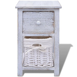 Helloshop26 Table de nuit chevet commode armoire meuble chambre bois blanc 1402136