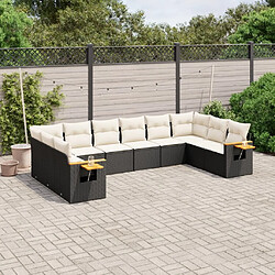 Maison Chic Salon de jardin 10 pcs avec coussins | Ensemble de Table et chaises | Mobilier d'Extérieur noir résine tressée -GKD71703