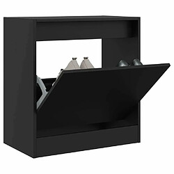 Maison Chic Armoire à chaussures | Meuble de rangement à chaussures Meuble d'Entrée noir 60x34x63,5 cm bois d'ingénierie -MN97434