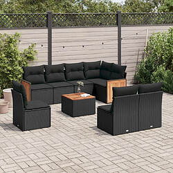 Maison Chic Salon de jardin 9 pcs avec coussins | Ensemble de Table et chaises | Mobilier d'Extérieur noir résine tressée -GKD42482