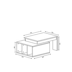 Acheter Toilinux Table basse sur 2 niveaux avec 3 niches de rangement - Blanc et Marron