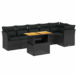 Maison Chic Ensemble Tables et chaises d'extérieur 7pcs avec coussins,Salon de jardin noir résine tressée -GKD453370