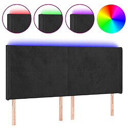 vidaXL Tête de lit à LED Noir 163x16x118/128 cm Velours