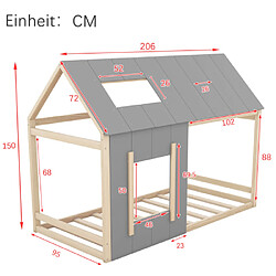 Avis ComfortXL Lit Pour Enfant En Forme De Maison - Nature + Gris