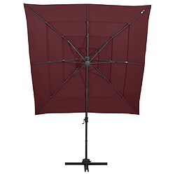 ComfortXL Parasol à 4 Niveaux Avec Mât En Aluminium Bordeaux 250x250 Cm