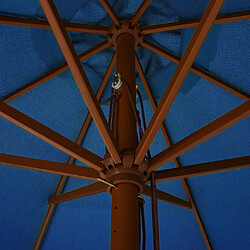 Avis vidaXL Parasol d'extérieur avec mât en bois 330 cm Bleu azuré