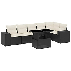 vidaXL Salon de jardin 7 pcs avec coussins noir résine tressée