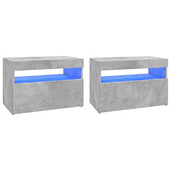 Maison Chic Meubles TV 2 pcs avec lumières LED - Banc TV pour salon gris béton 60x35x40 cm -MN29718