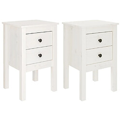 vidaXL Tables de chevet 2 pcs Blanc 40x35x61,5 cm Bois de pin massif