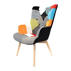 The Home Deco Factory Fauteuil de salon design scandinave Helsinki - Noir patchwork