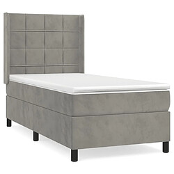 vidaXL Sommier à lattes de lit et matelas Gris clair 100x200cm Velours