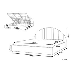 Avis Beliani Lit double avec rangement en tissu bouclé 140 x 200 cm blanc cassé CHADENET