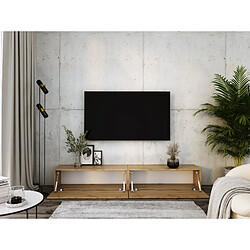 Avis 3XELIVING Meuble TV suspendu, D: l : 2 x 100 cm, H : 34 cm, P : 32 cm CHÊNE WOTAN